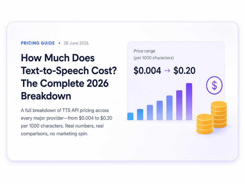 How Much Does Text-to-Speech Cost? The Complete 2026 Breakdown